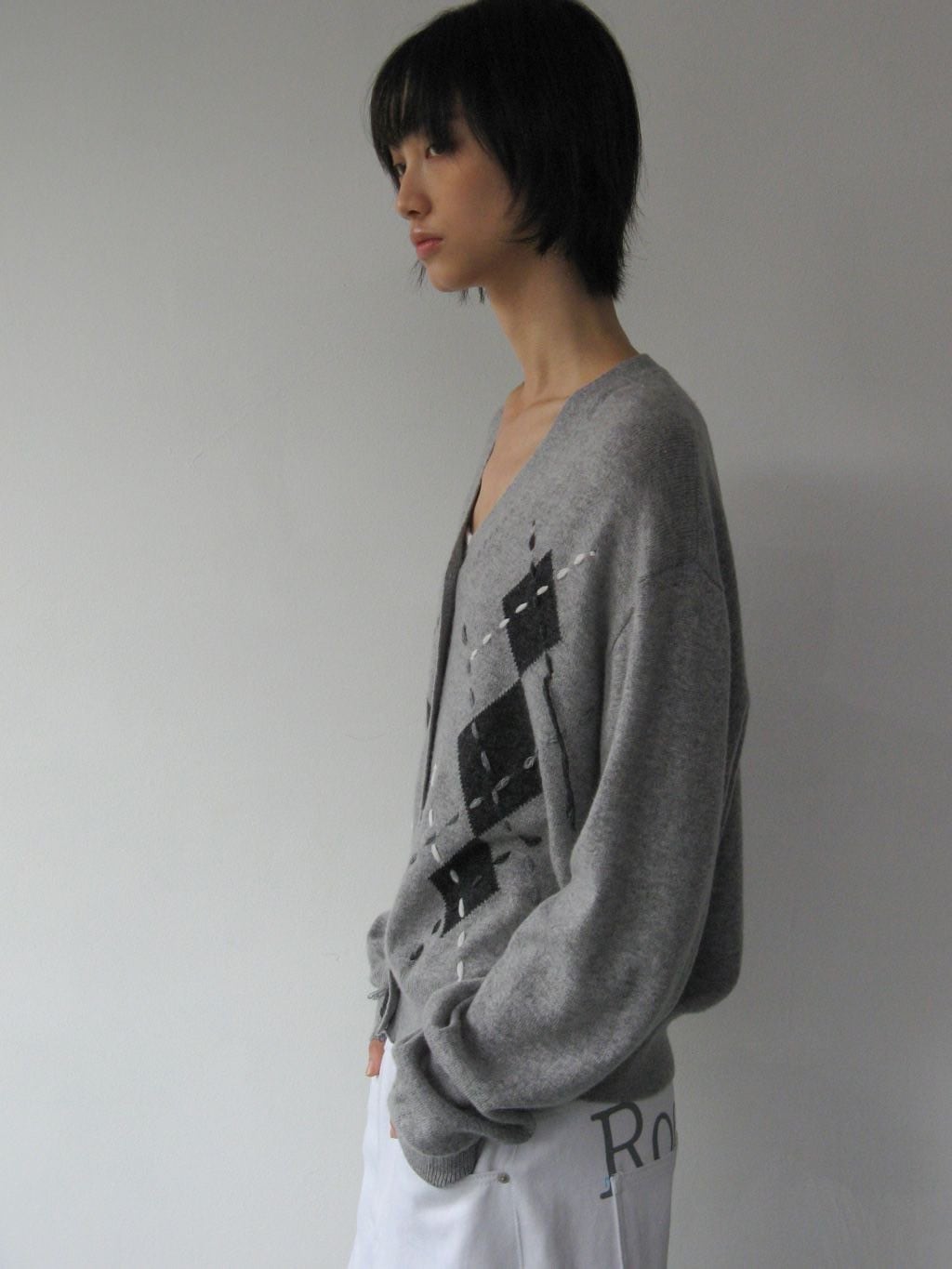 【ROCK CAKE】Argyle Stitch Knit Cardigan