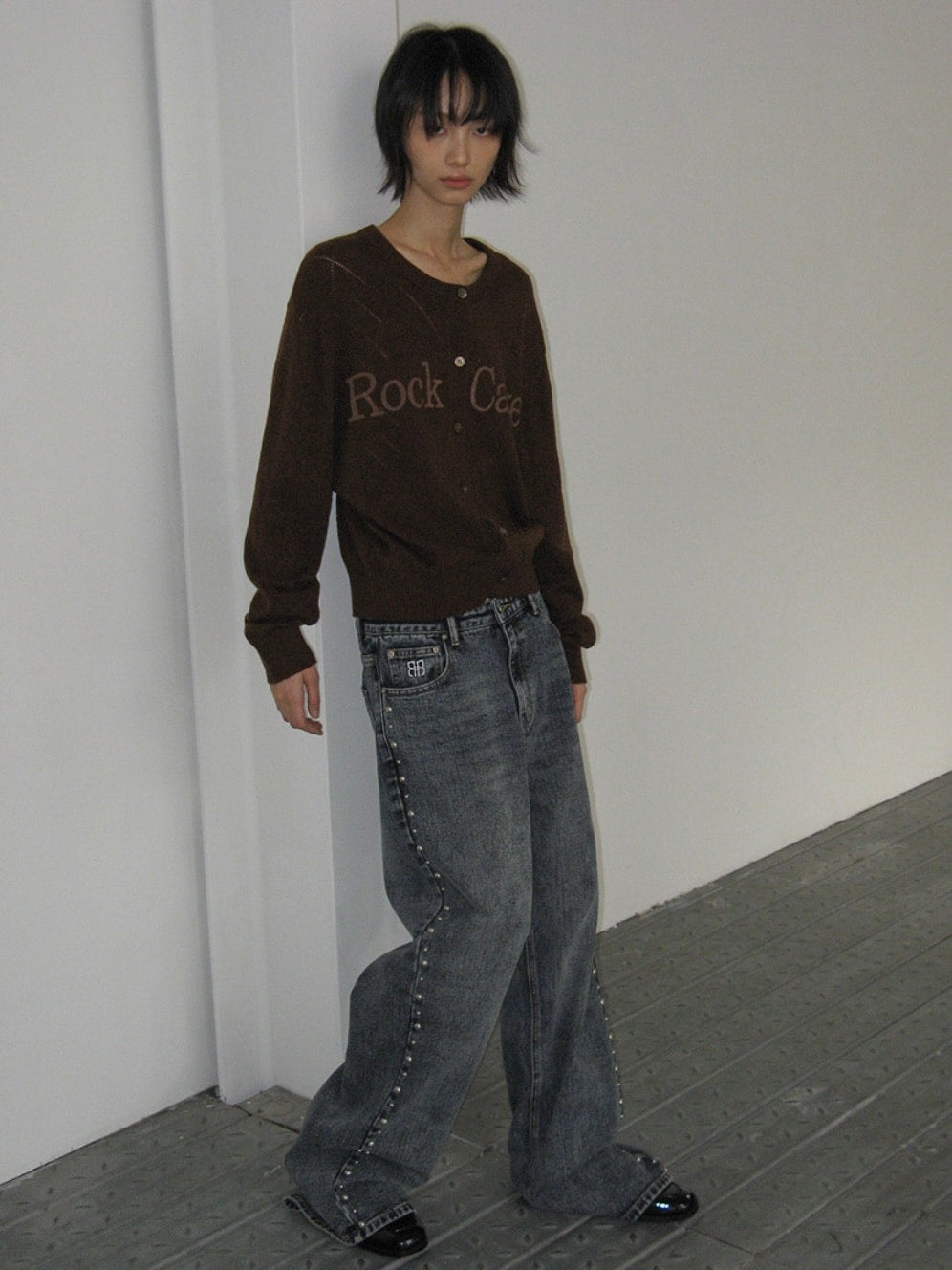 【ROCK CAKE】Studded Line Point Jeans