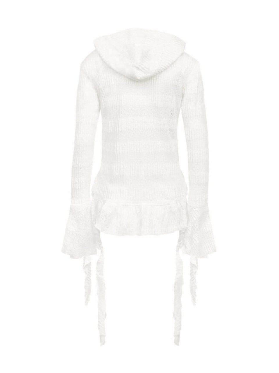 【NOT KNOWING】Lace V Neck Ruffle Hoodie