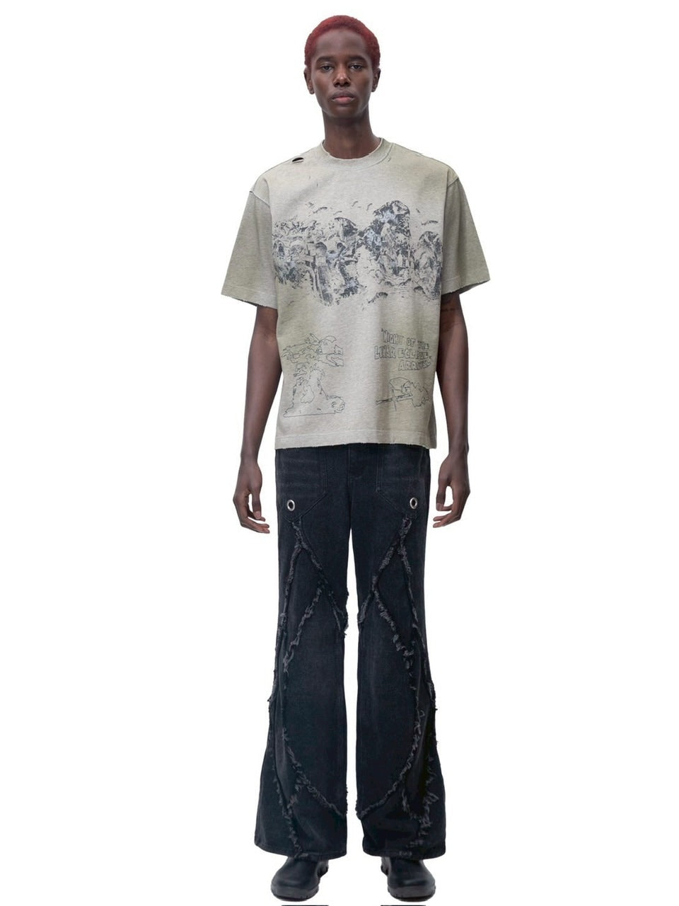 【The Boy Has No Patience】NIGHT OF THE BLOOD MOON WASHED SHORT SLEEVES