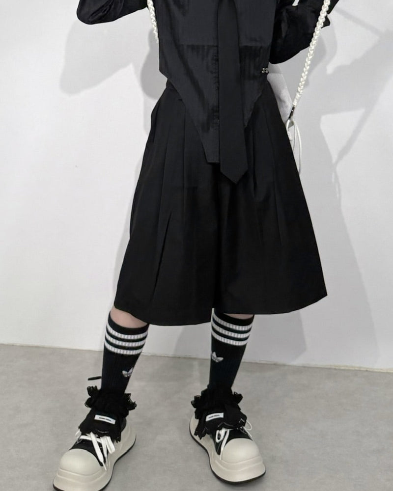 国際配送【Nerd out XU】Bermuda slacks tuck pants (2color)