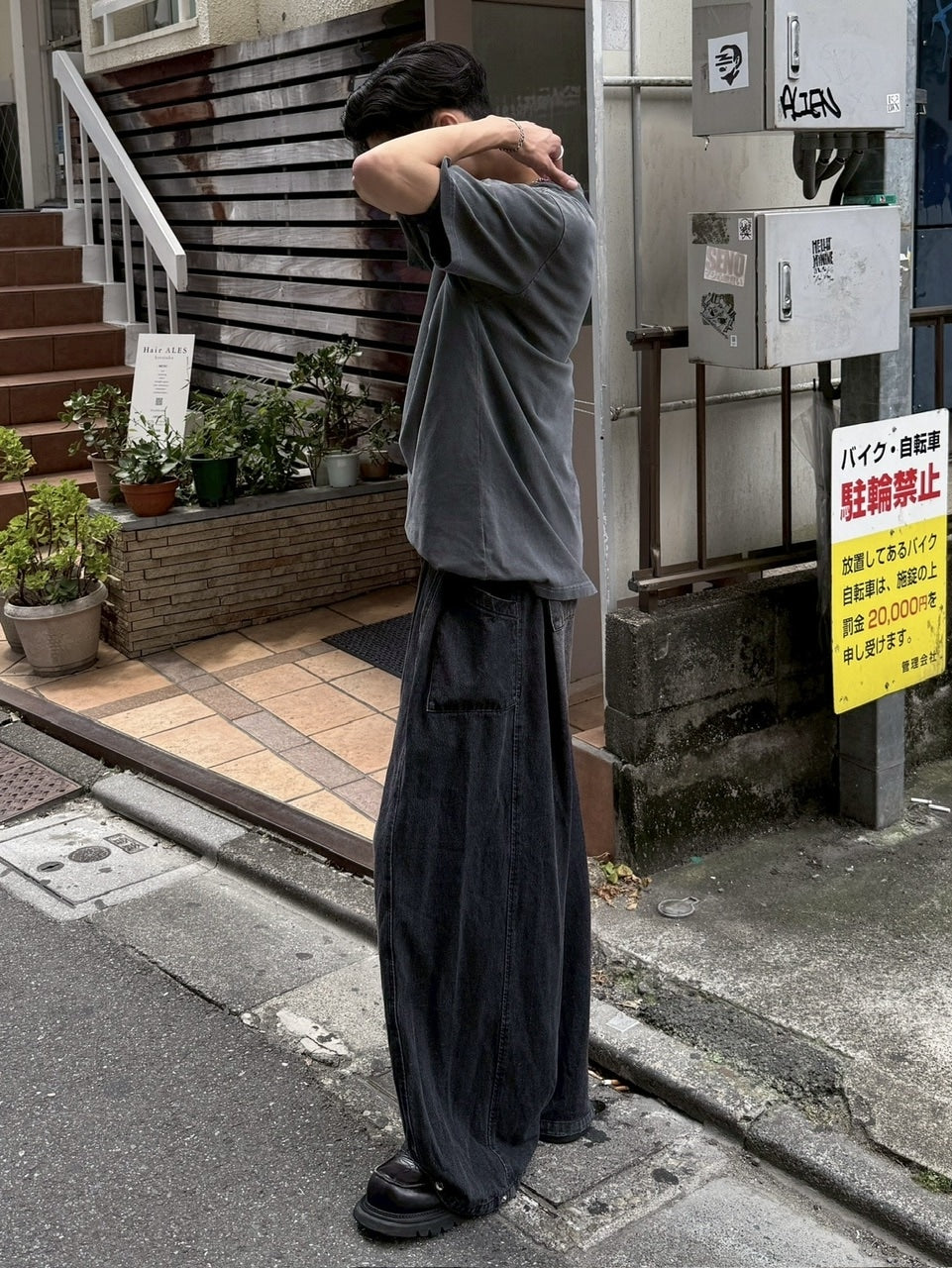 受注制【Chikashitsu +】pigment cross point t-shirt (2color) / 【チカシツプラス】ピグメントクロスポイント半袖Tシャツ