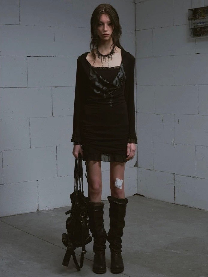 【Cest Nous】two-piece dress (3color) / 【セヌー】ツーピースレイヤードミニワンピース