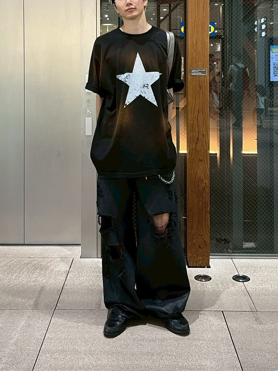 受注制【Chikashitsu +】pigment big star t-shirt (2color) / 【チカシツプラス】ピグメントビッグスタープリント半袖Tシャツ