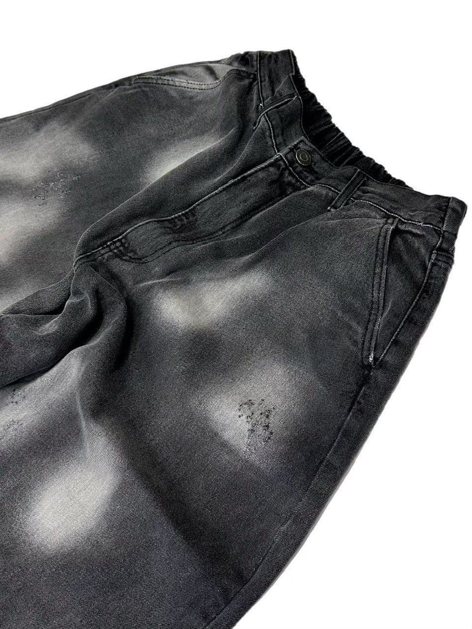 【Chikashitsu +】point wash balloon denim pants (2color) / 【チカシツプラス】ポイントウォッシングバルーンデニムパンツ