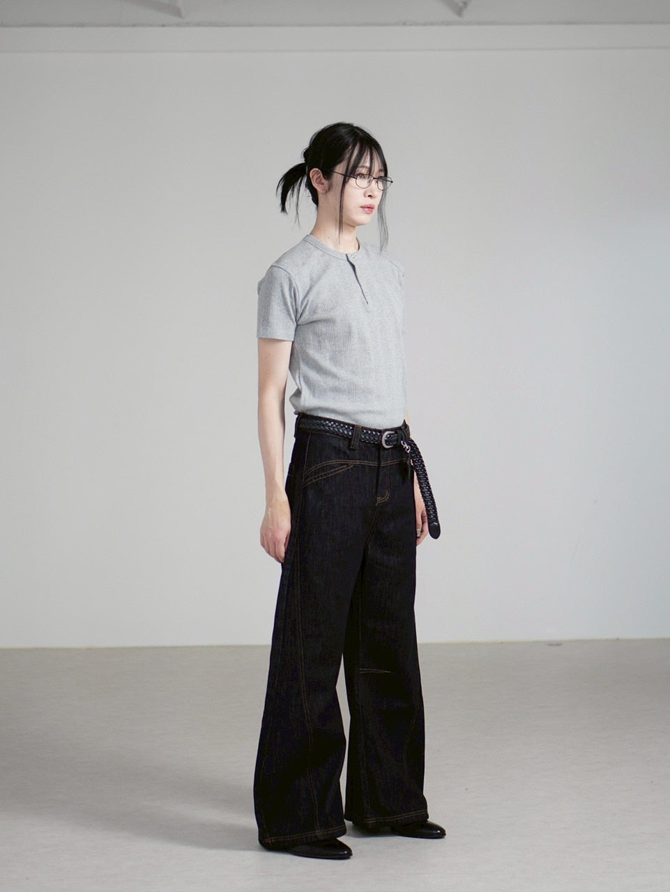 【Chikashitsu +】henry neck half sleeve tee (3color) / 【チカシツプラス】ヘンリーネック半袖Tシャツ