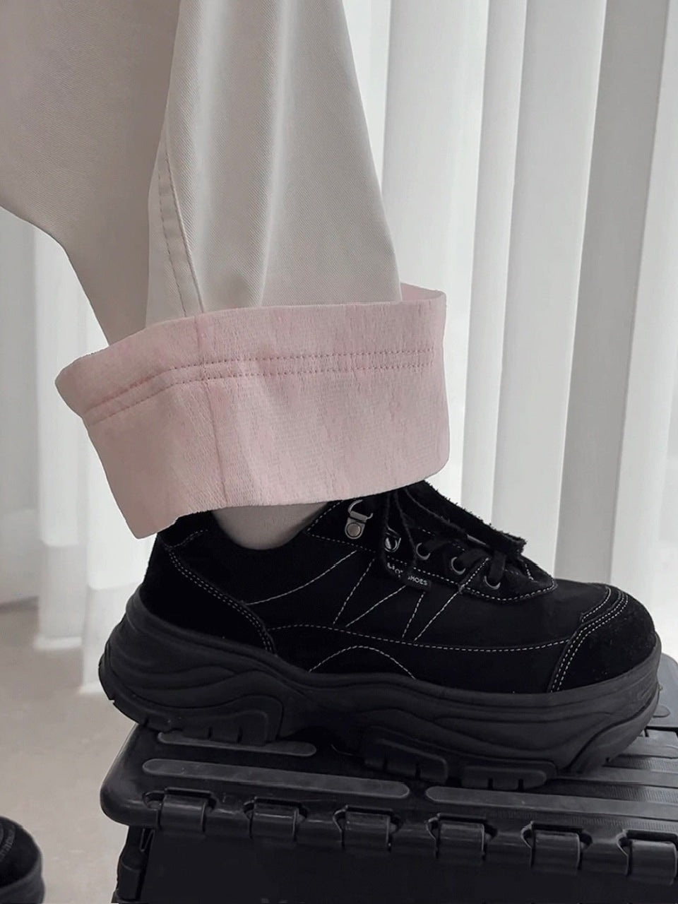 【CHERRYQUIRI】lace layered roll up denim / 【チェリーキュリー】レースレイヤードロールアップデニムパンツ