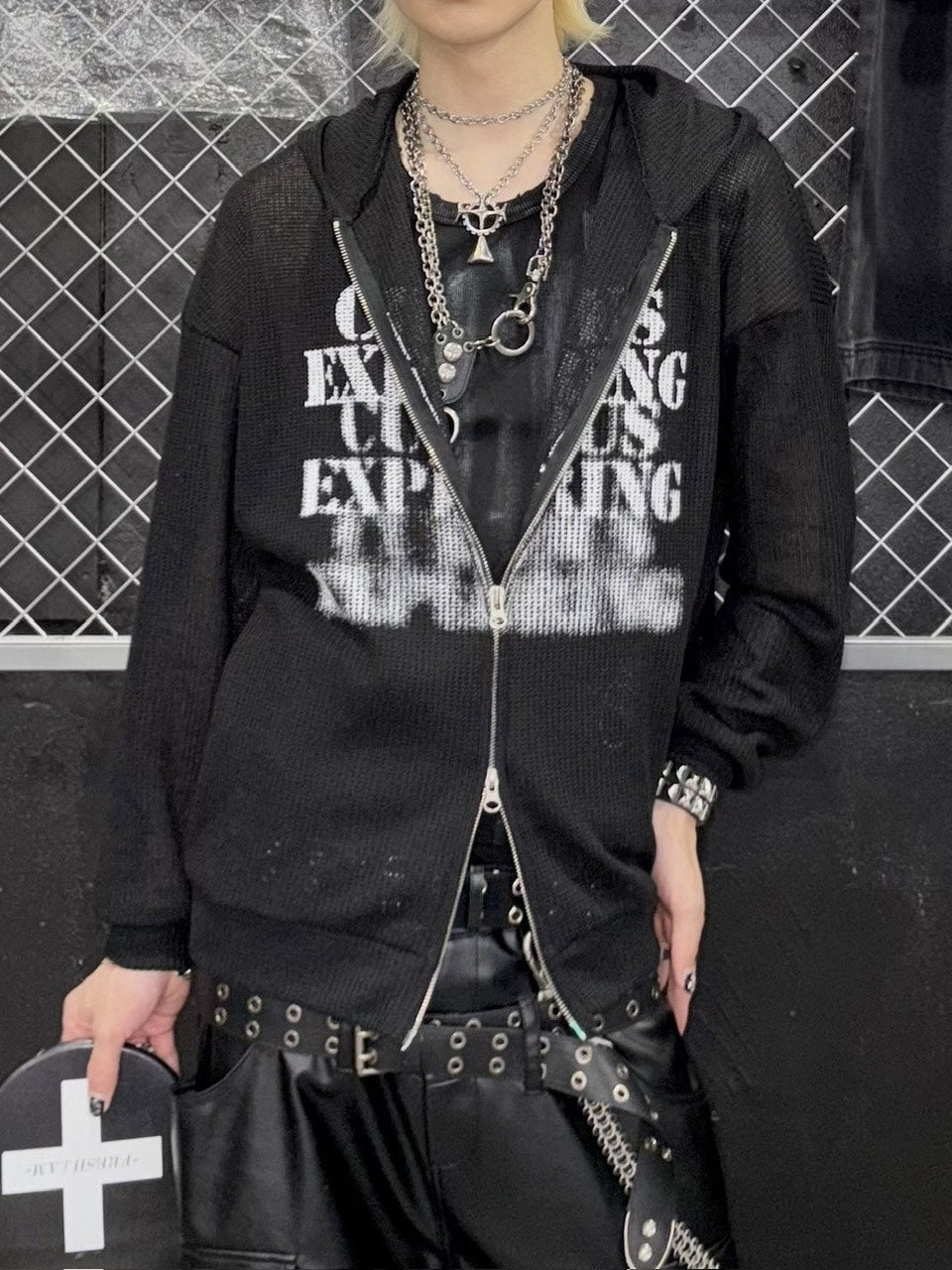 受注制【Never mind the XU】mesh zip up hoodie (3color) / 【ネバーマインドザエックスユー】メッシュジップアップパーカー