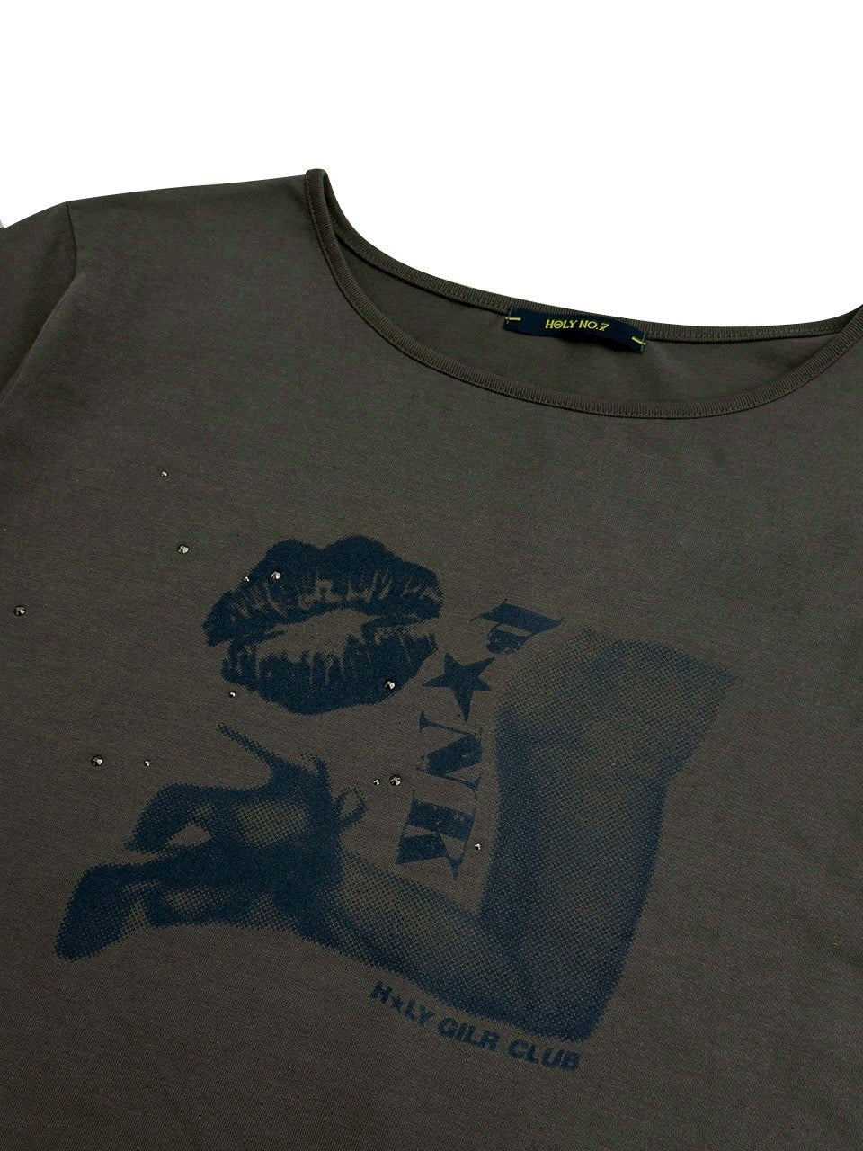 【HOLY NUMBER 7】OFF-SHOULDER PUNK GRAPHICS SHORT-SLEEVED T-SHIRT / 【ホーリーナンバーセブン】オフショルダープリント半袖Tシャツ