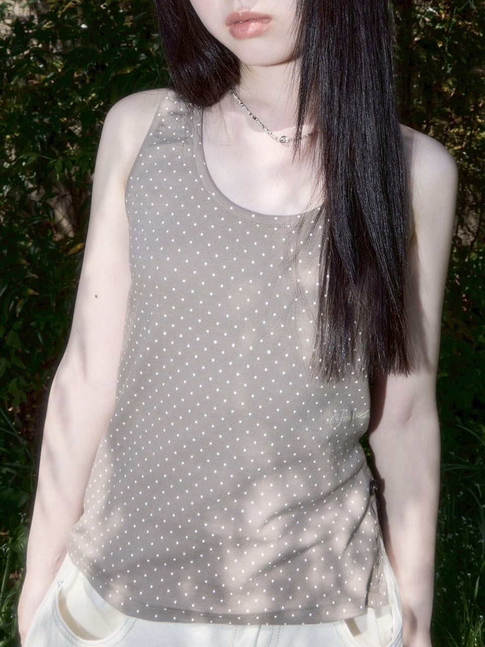 【FANCY CLUB】 Dot Button Sleeveless / 【ファンシークラブ】ドットボタンタンクトップ