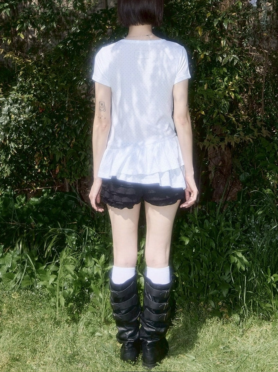 【FANCY CLUB】Frill Layered Dot Tee / フリルレイヤードドット半袖Tシャツ