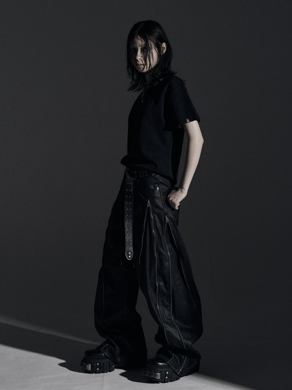 【Rosen Kreuz】ZIP WIDE BAGGY PANTS