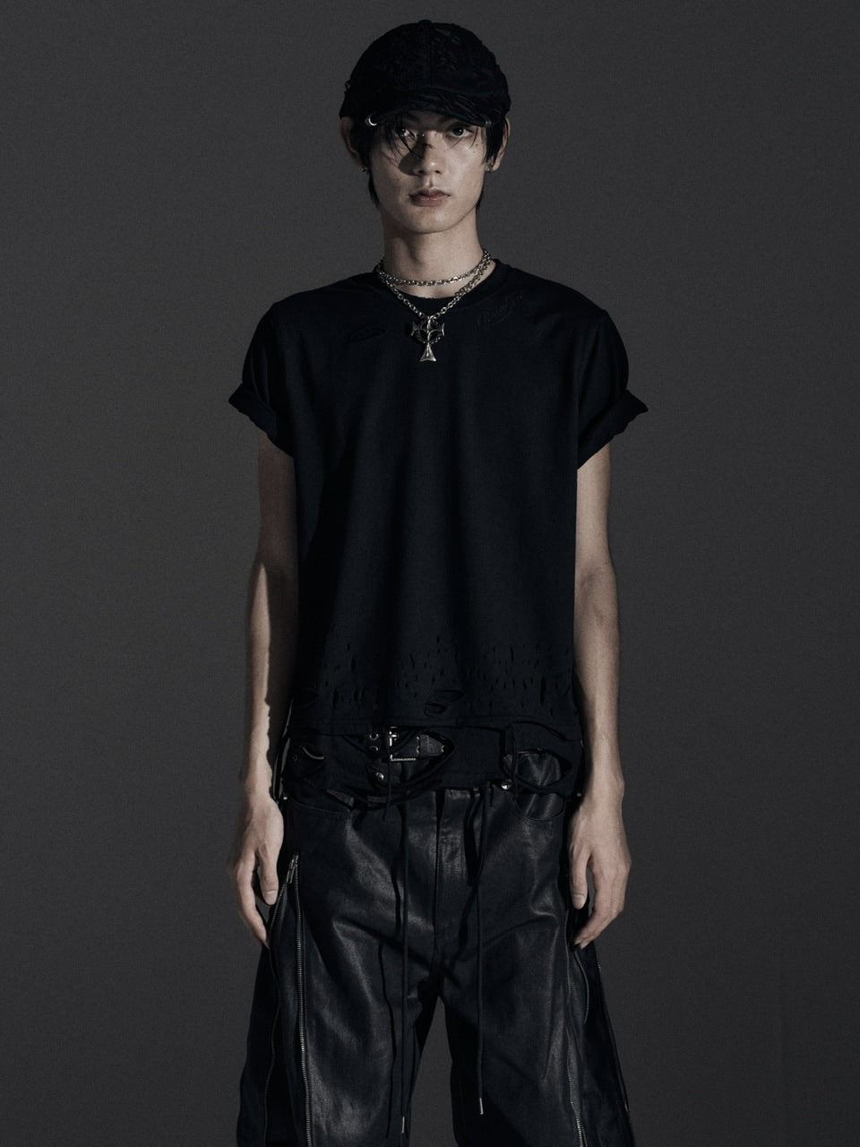 Rosen Kreuz】BOXY FIT LAYERED DAMAGE TEE – PRESSING WEB SHOP