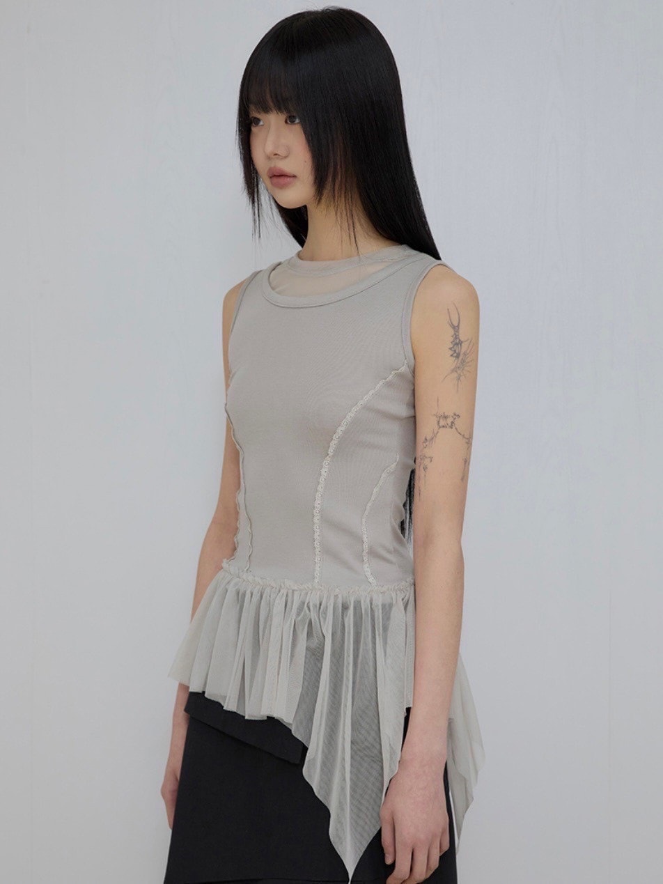 【FLAREUP】Layered Lace Frill Sleeveless