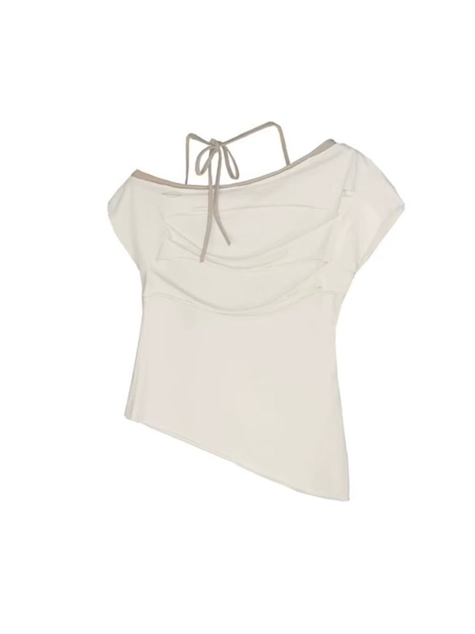 【Cest Nous】Distressed Lace-up Top