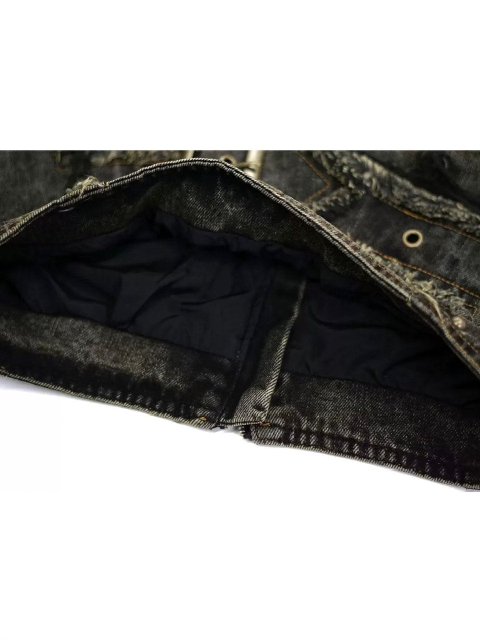 【Cest Nous】Denim Raw Hem Short Skirt