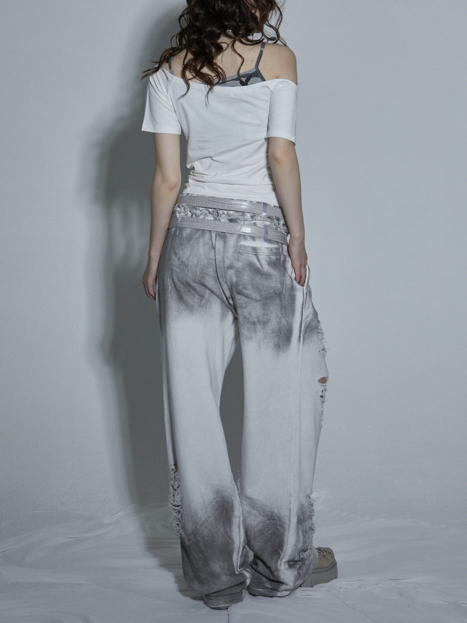 【GATELESS】LAYERED CAMI OFF-SHOULDER T-SHIRT / 【ゲートレス】レイヤードキャミソールオフショルダーTシャツ