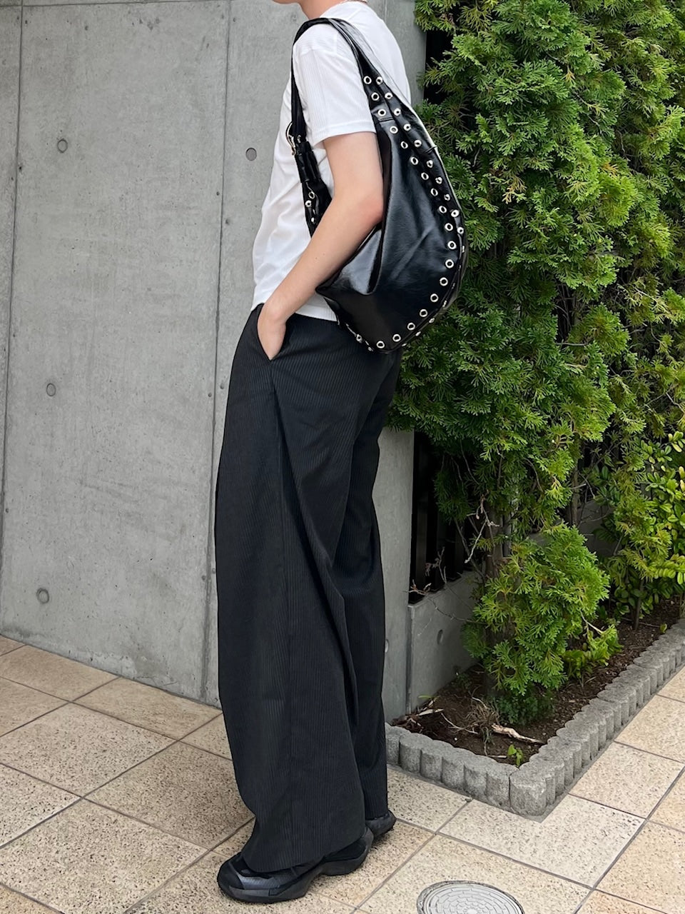 東京店WEB限定受注制【Chikashitsu +】cropped rib knit tee (3color)