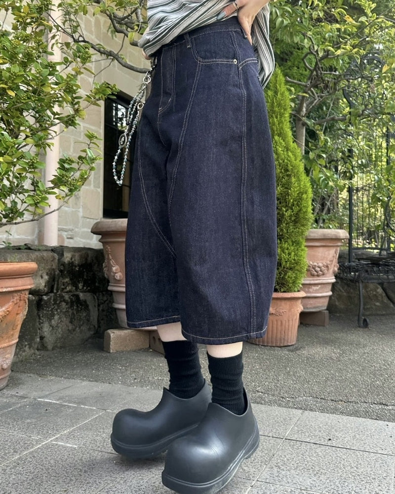 受注制【youll】curve selvedge bermuda denim pants