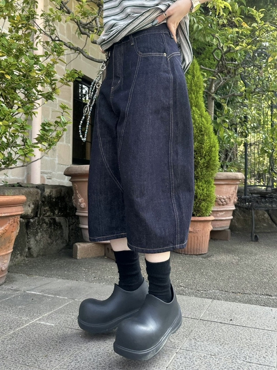 受注制【youll】curve selvedge bermuda denim pants