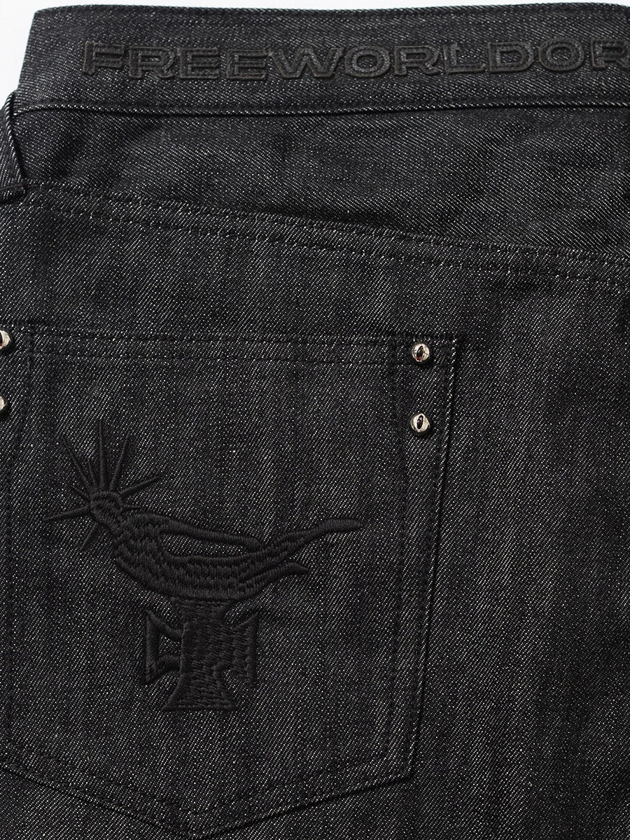 【F.V.V.O】RED SELVEDGE EMBROIDERED RAW DENIM JEANS