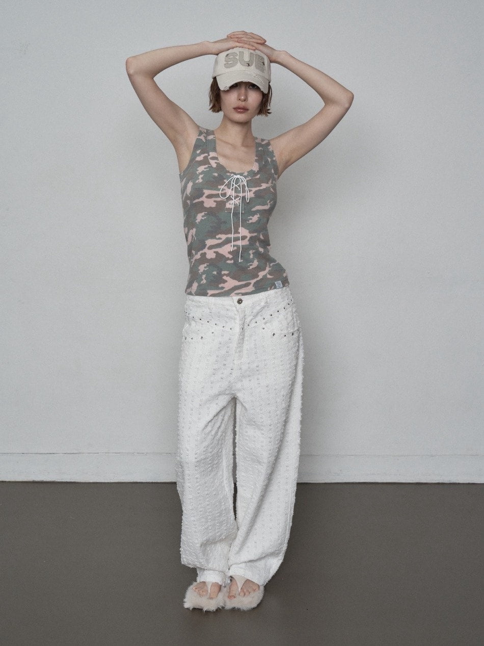 【SETUP‐EXE】CAMO RAW EDGE SLEEVELESS / 【セットアップエグゼ】カモローエッジタンクトップ