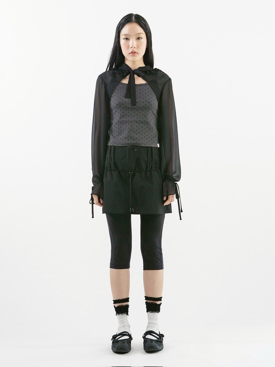 【TUOMIO】CHIFFON HOODED BOLERO / 【トゥオミオ】シフォンフードボレロ