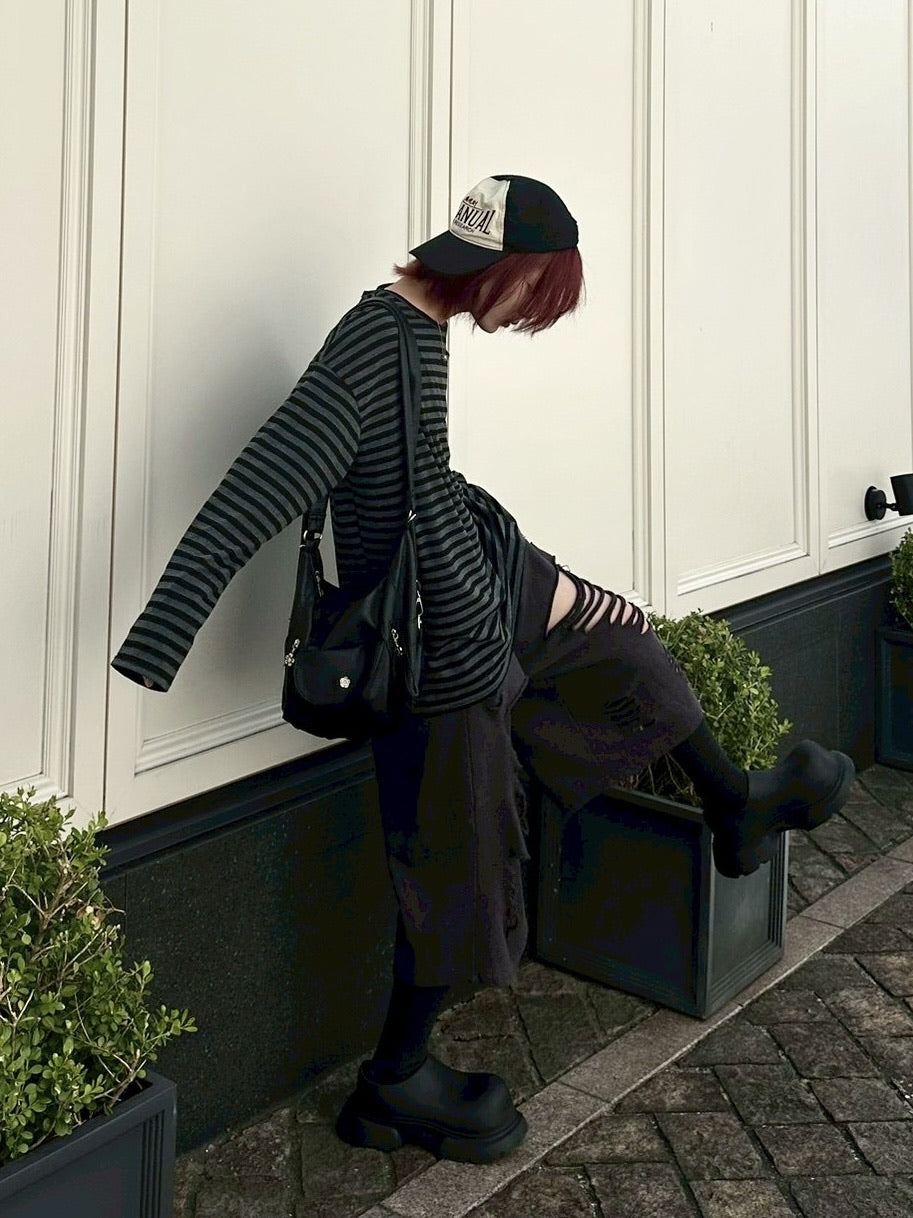 国際配送【LUV CODE】stripe long sleeve tee