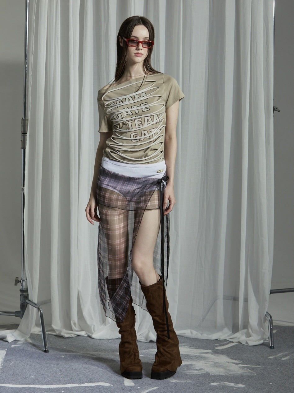 【GATELESS】SLASH DAMAGE LOGO T-SHIRT / 【ゲートレス】スラッシュダメージロゴ半袖Tシャツ