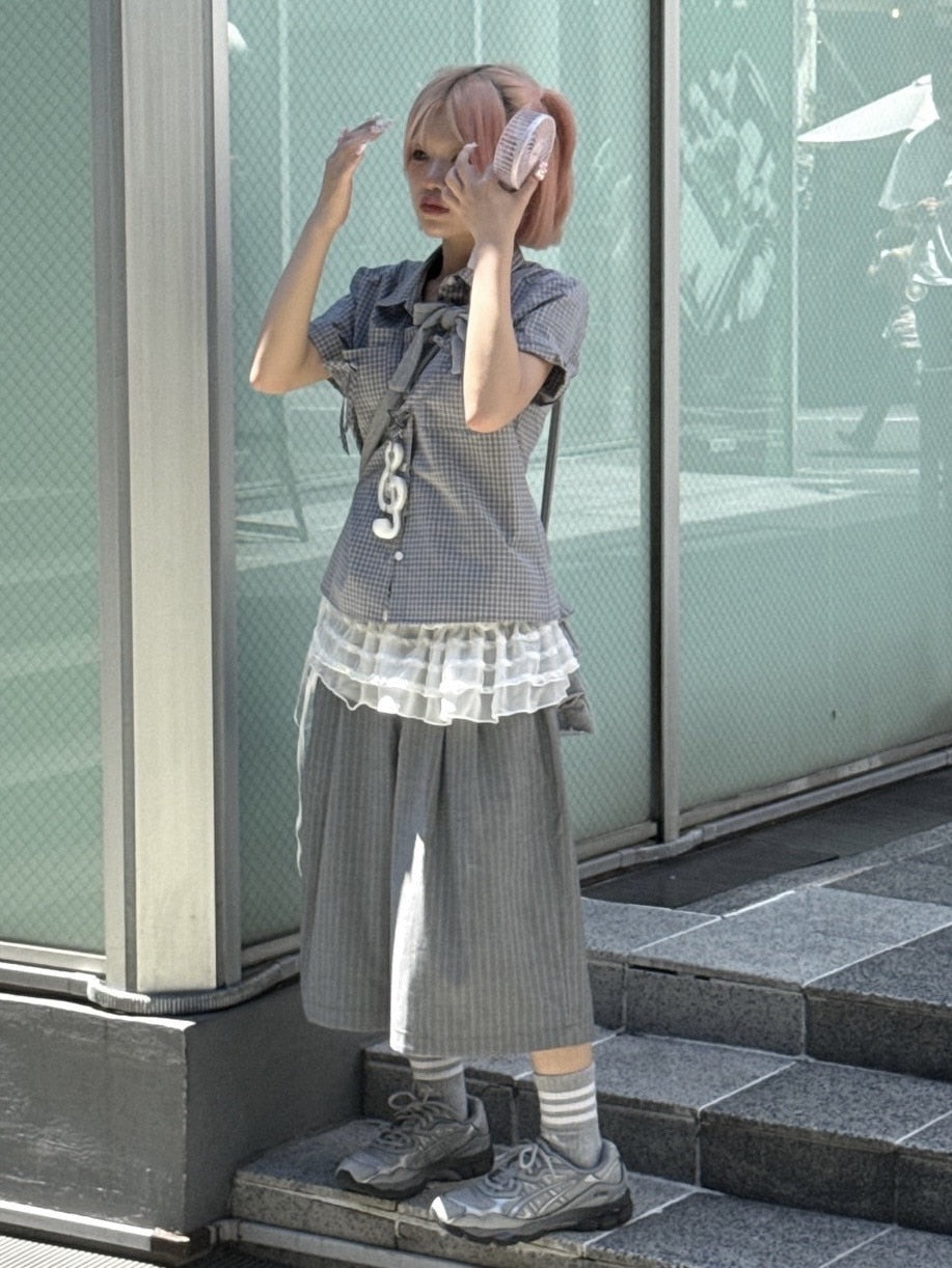 【nmtc +】stripe slacks shorts / 【エヌエムティーシープラス】ストライプスラックスハーフパンツ (2color)