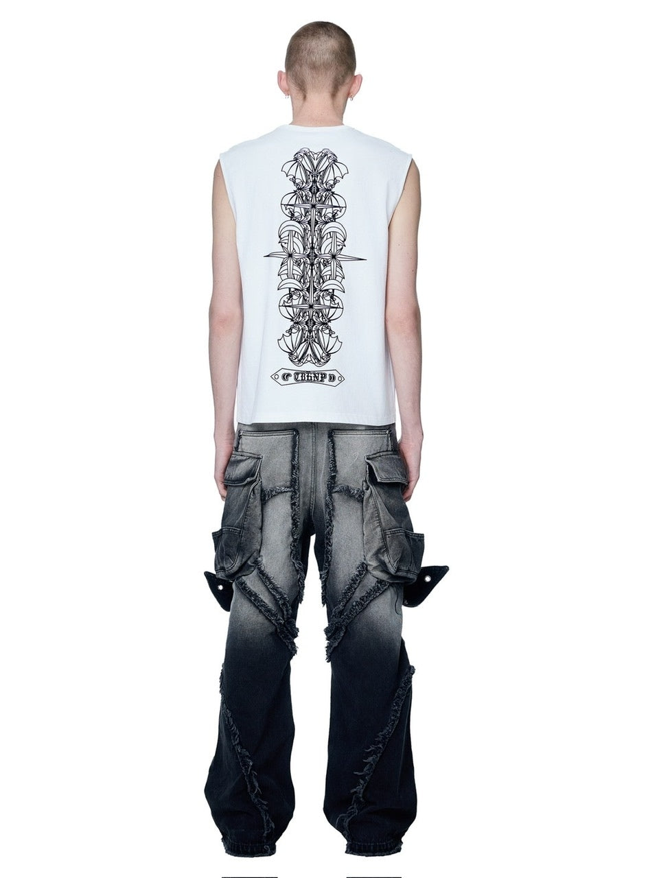 【The Boy Has No Patience】LUMINOUS DAWN ASTRAL METAL LOGO SHADOWBAT VEST / 【ザボーイハズノーペーシェンス】メタルロゴバックプリントロゴタンクトップ