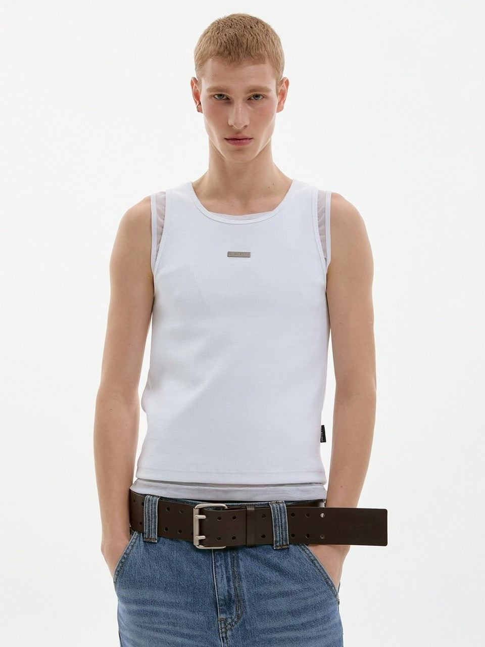 【ESC STUDIO】mesh layered sleeveless / 【イーエスシーステュディオ】メッシュレイヤードタンクトップ