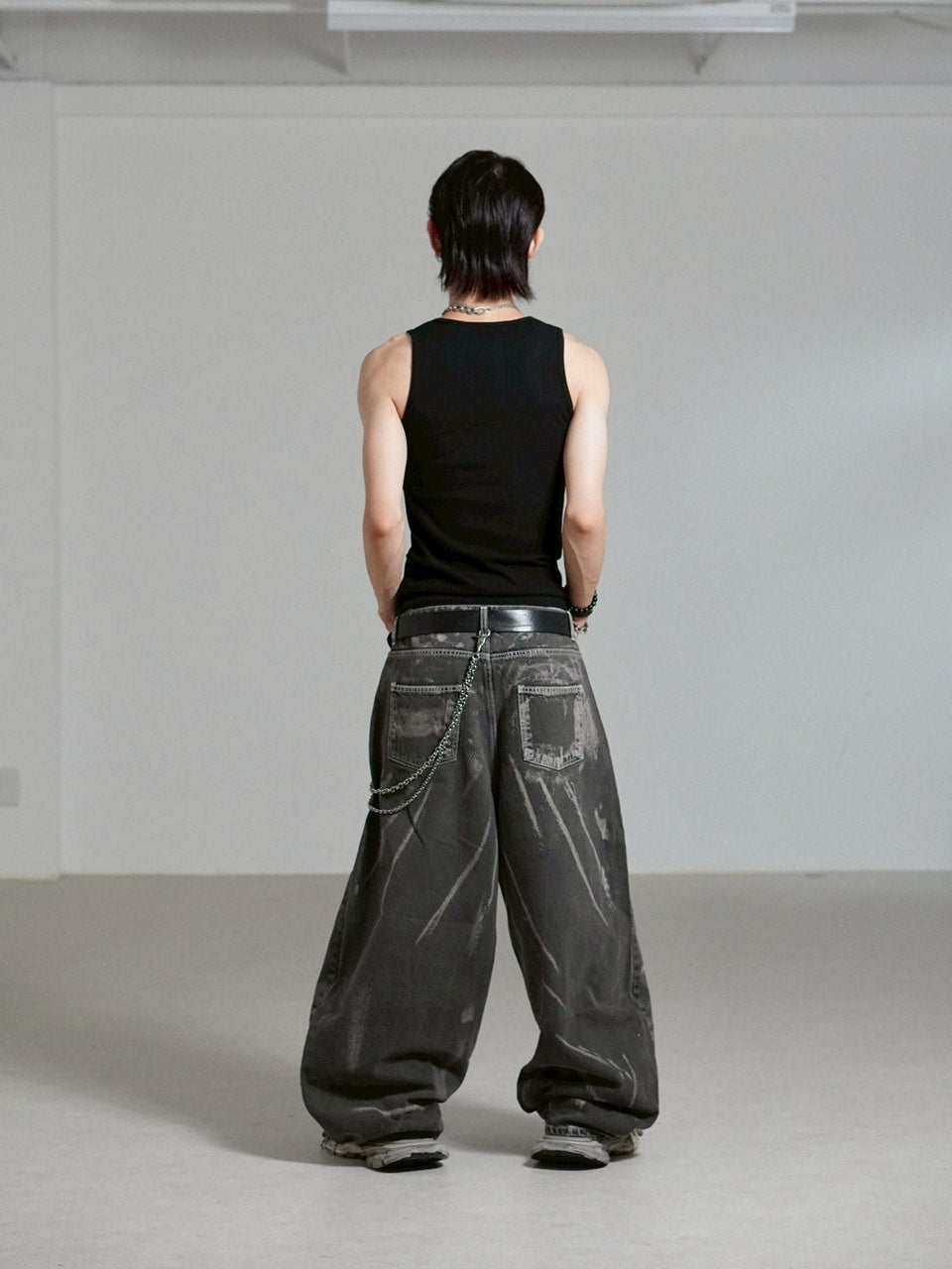 【Chikashitsu +】full painting wide denim pants / 【チカシツプラス】 フルペインティングワイドデニム