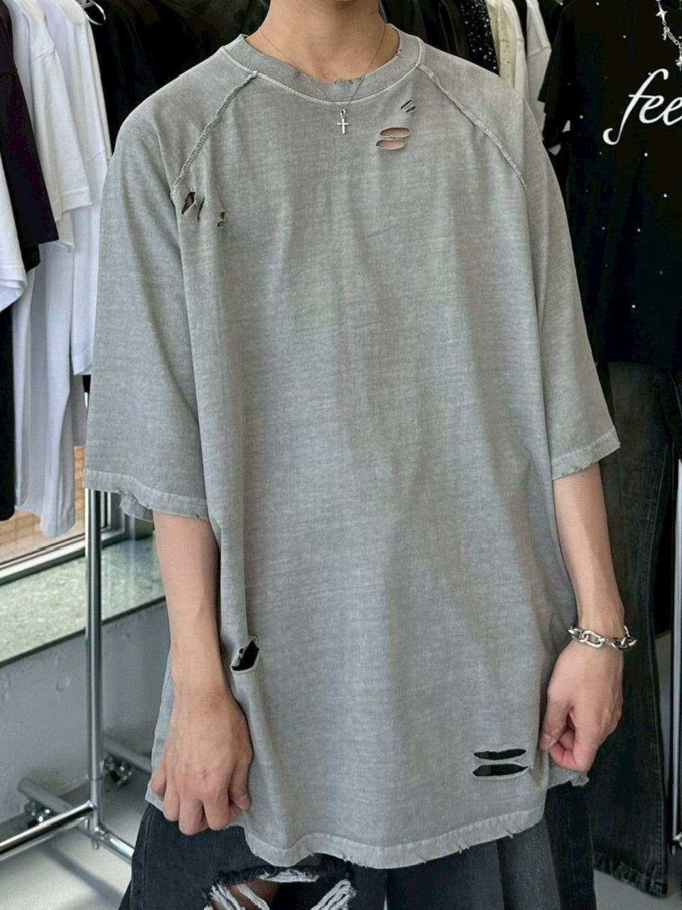 受注制【LUV CODE】pigment damage tee (2color)