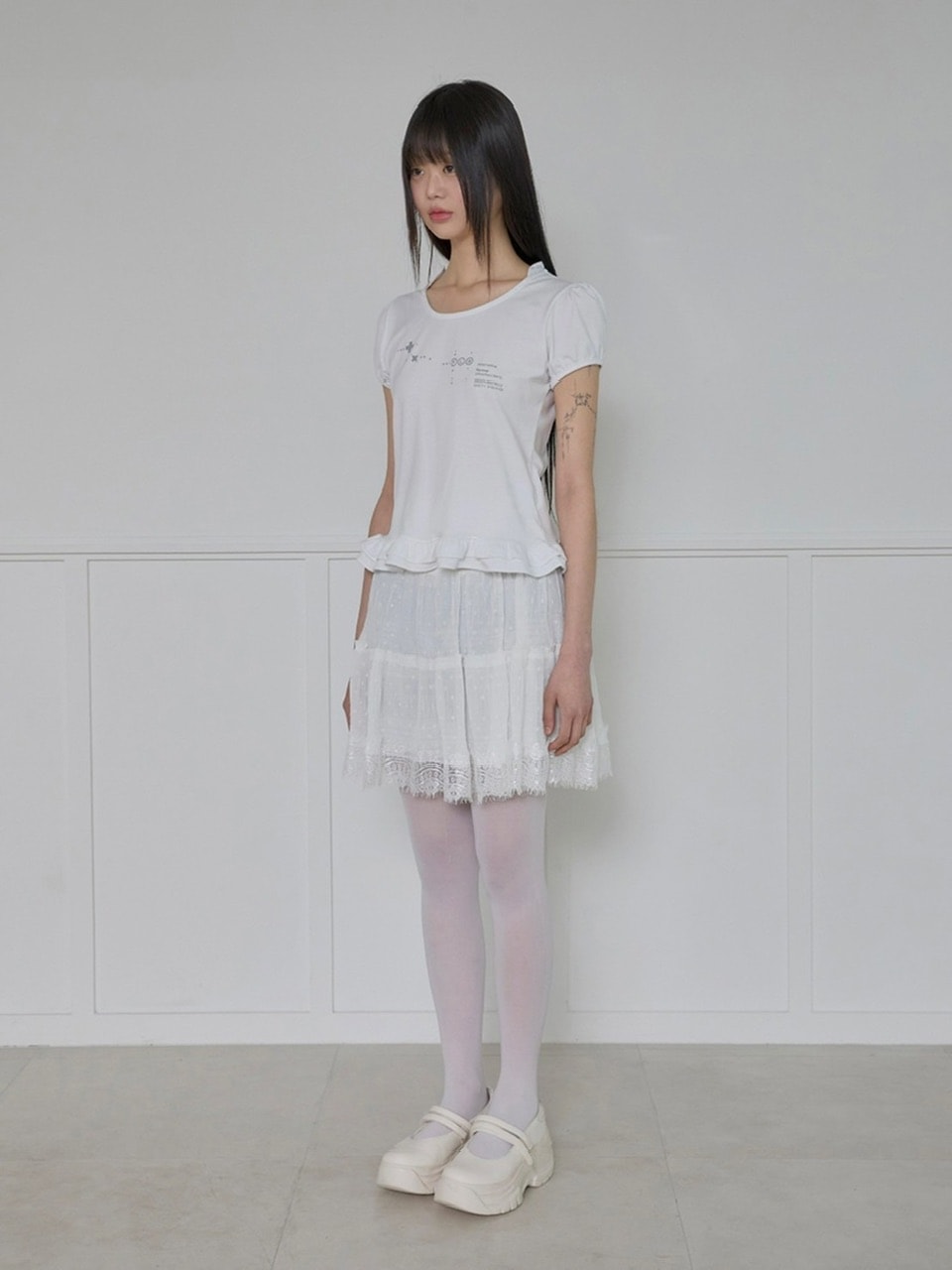 【FLAREUP】Layered Dot Ruffle Skirt