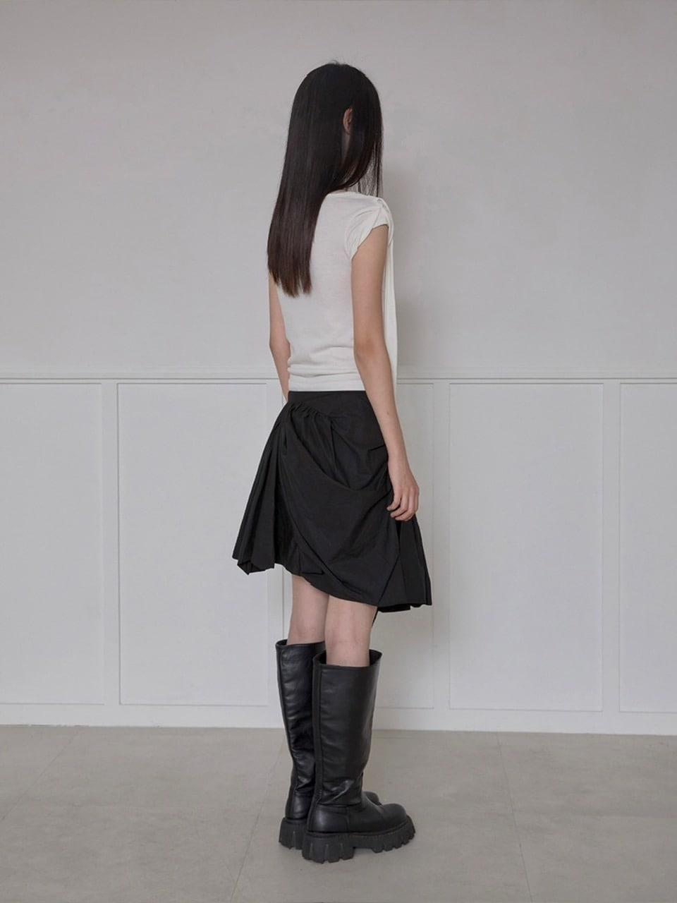 【FLAREUP】Asymmetrical Draped Layered Skirt