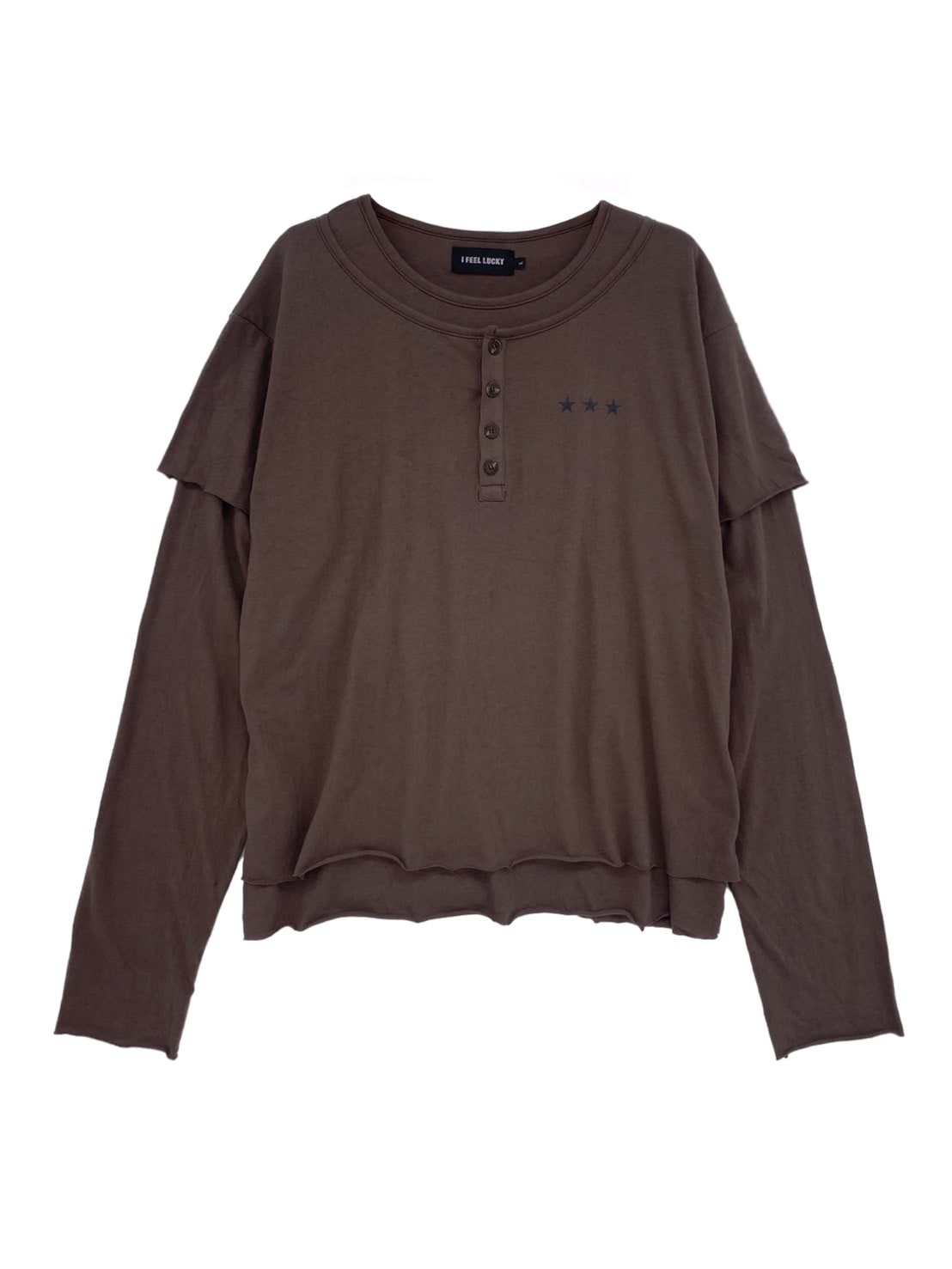 【IFEELLUCKY】Layered cross long sleeve / 【アイフィールラッキー】レイヤードクロス長袖Ｔシャツ