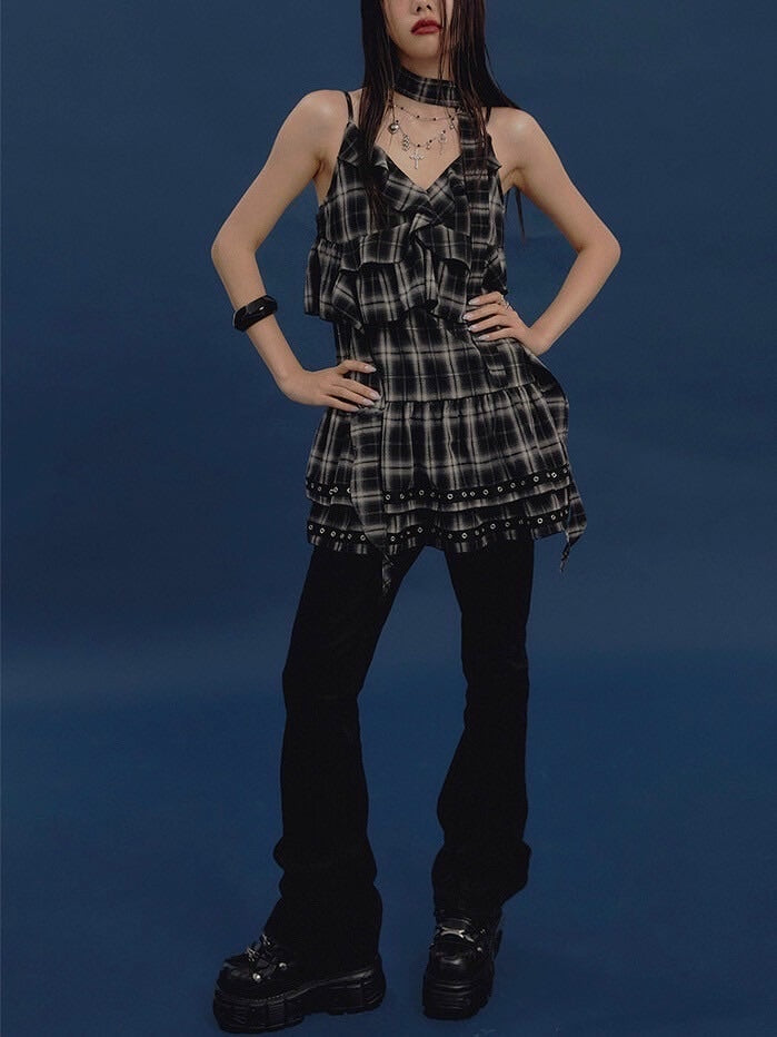 【NOT KNOWING】Tiered Eyelet Ruffle Dress / 【ノットノーイング】ティアードアイレットラッフルドレス