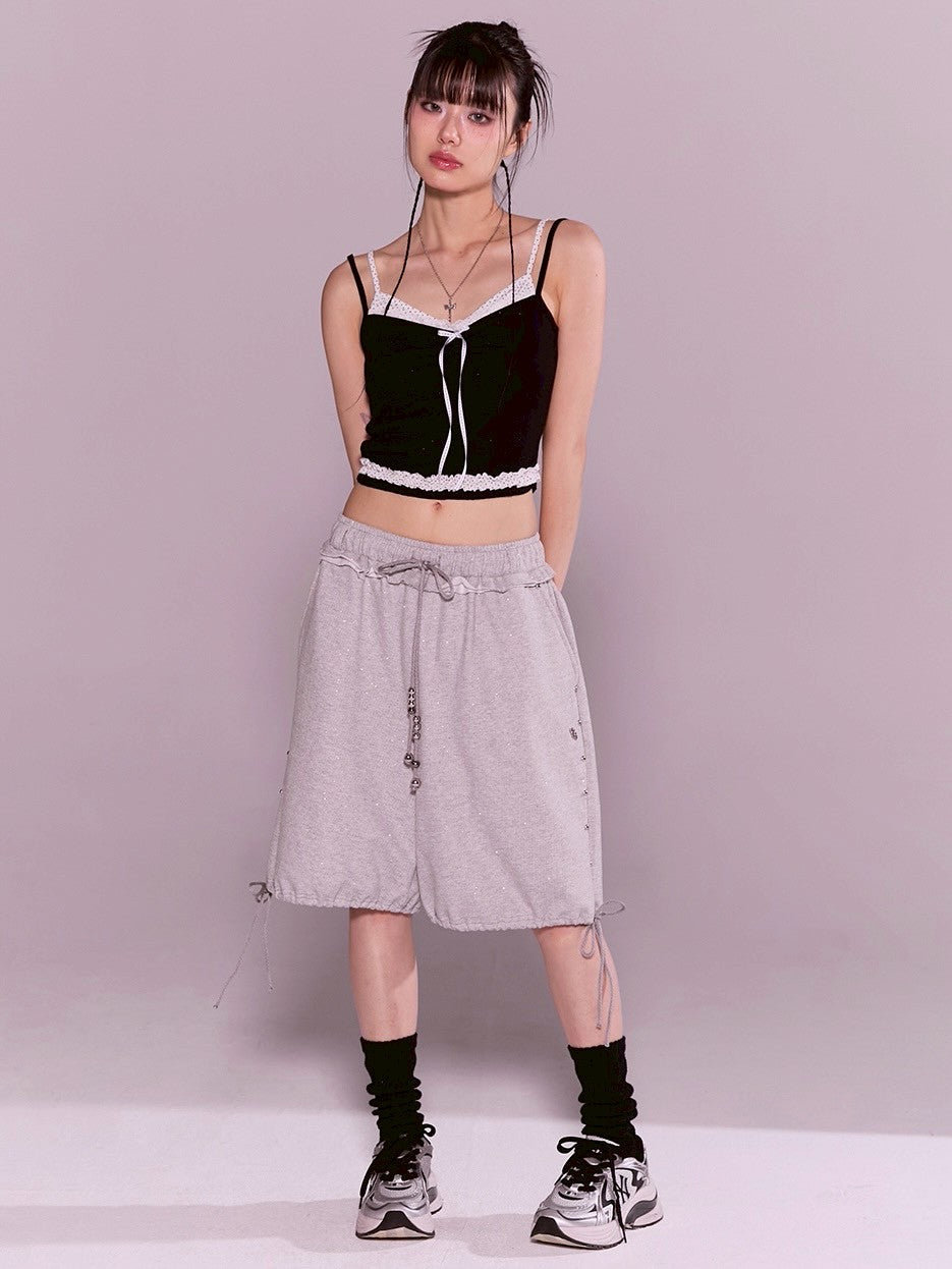 【CHERRYQUIRI】stud twinkle jogger bermuda pt