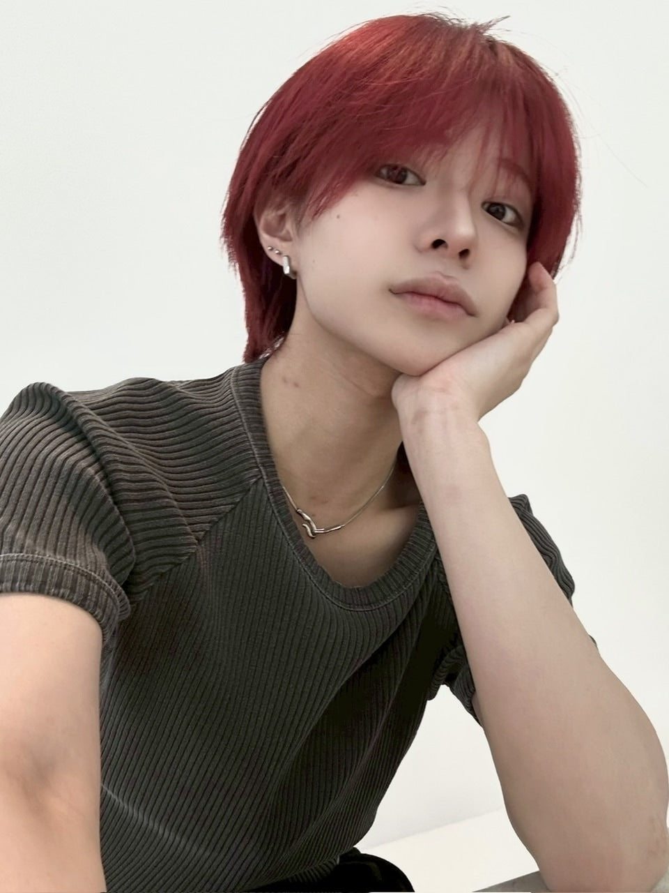 受注制【LUV CODE】mesh pigment rib tee (2color)