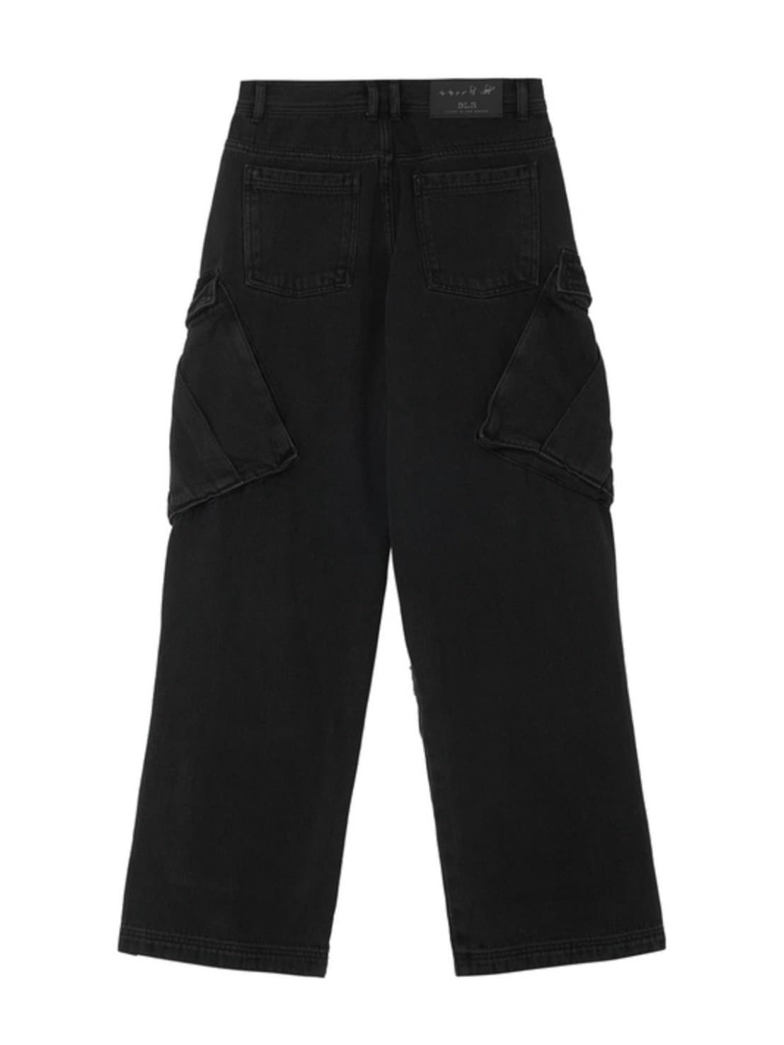 【BLR BLUER】Utility Cargo Washed Denim Pants