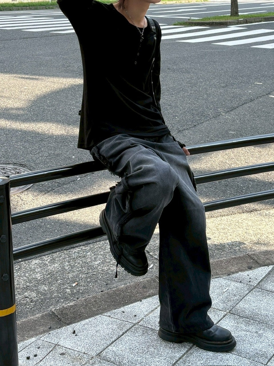 大阪店WEB限定受注制【Chikashitsu +】 fringe wide denim pants / 【チカシツプラス】フリンジワイドデニムパンツ