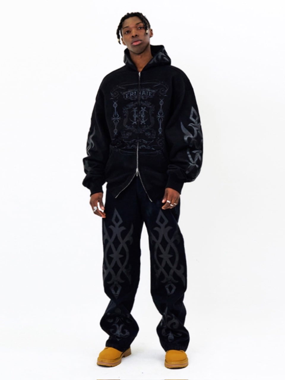 【E RIN AI E】DARK TRIBAL PARTY DENIM PANTS