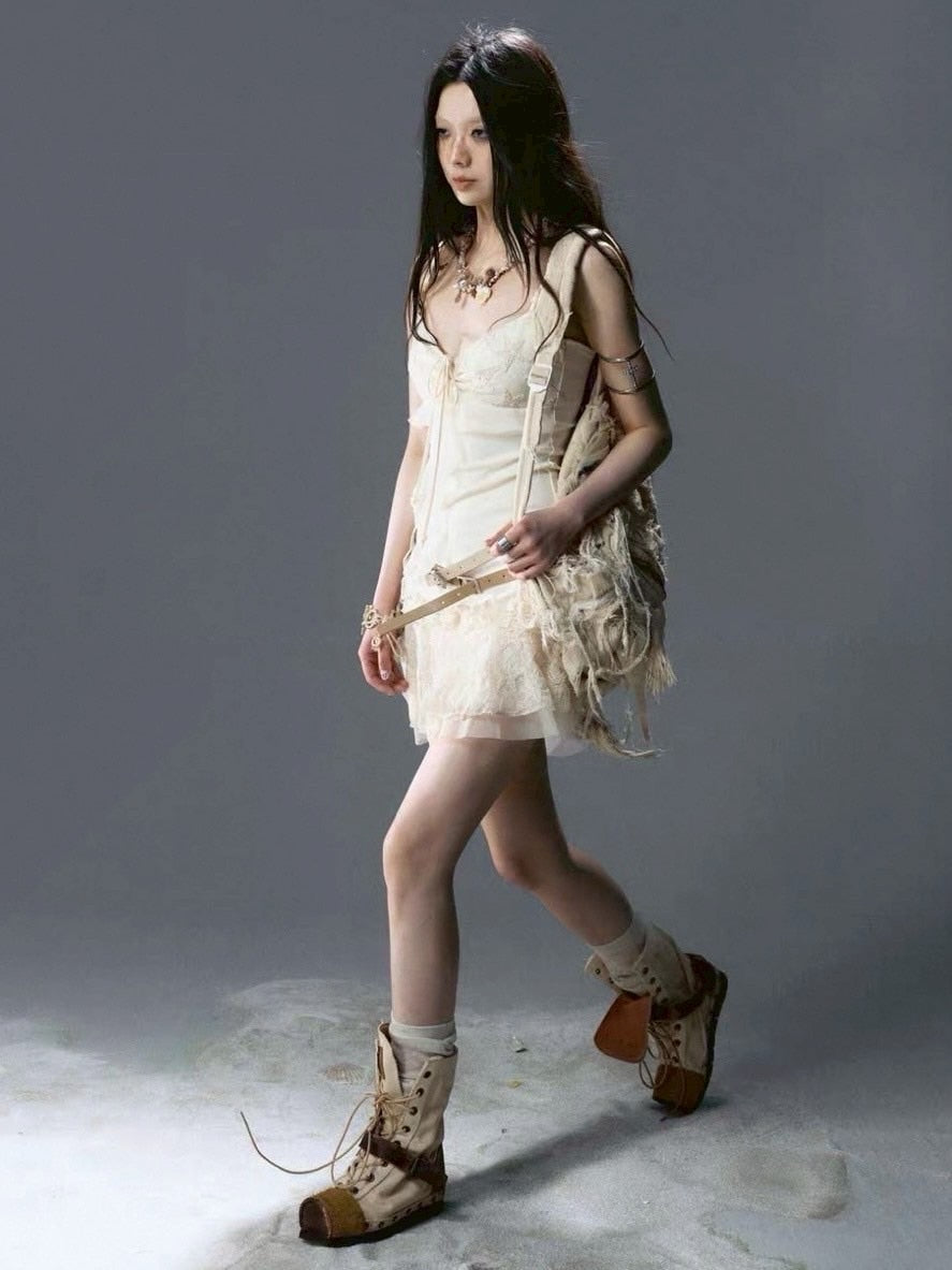 【Cest Nous】Belted Slip Dress / 【セヌー】ベルトフリルキャミワンピース