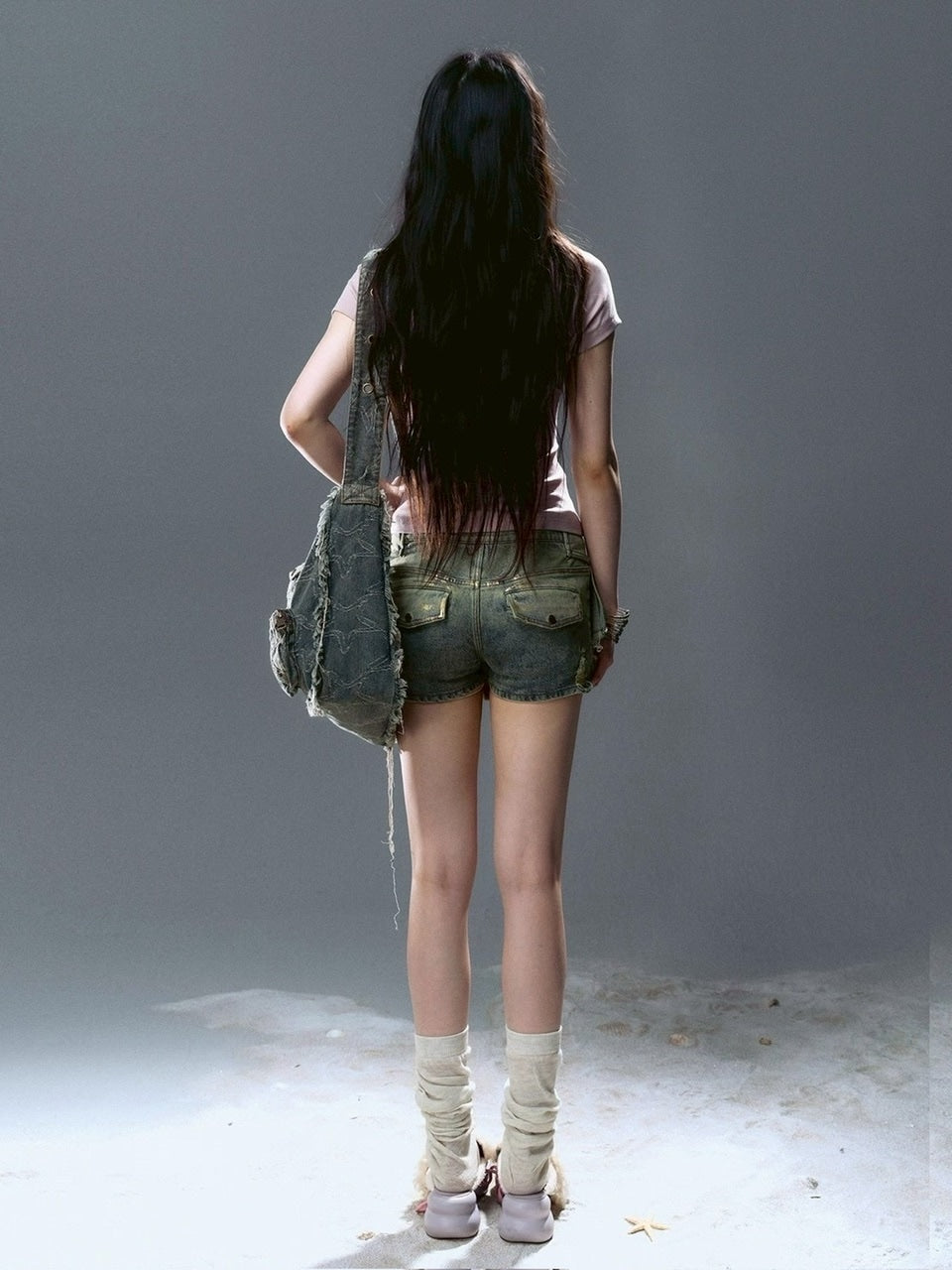 【Cest Nous】Gold-Foil Printed Skort / 【セヌー】ベルトプリーツデニムミニスカートパンツ