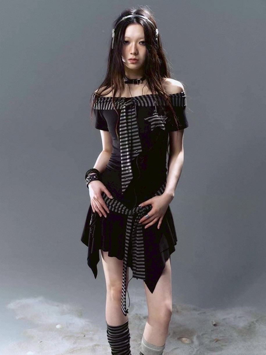 【Cest Nous】Starfish Striped Dress / 【セヌー】スターストライプワンピース