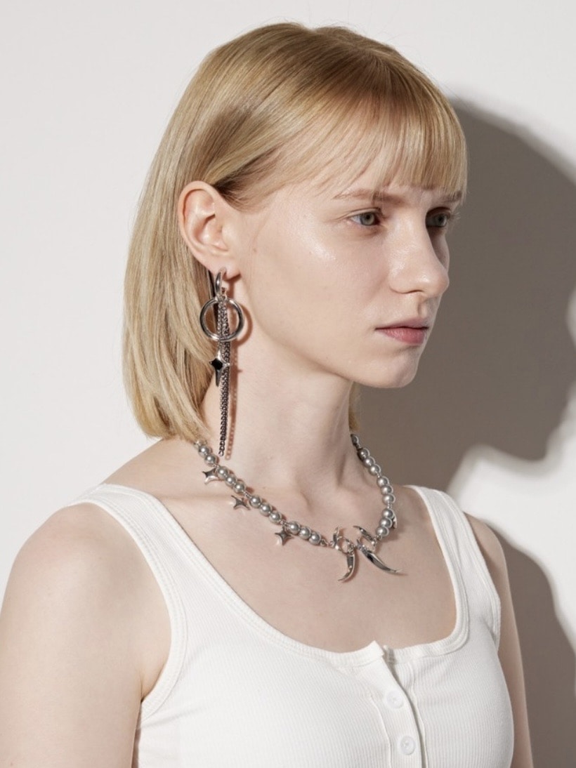 【PEG LEG】little Emblem rattle star pearl necklace