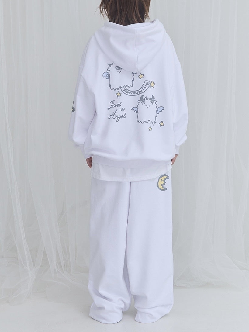 【FANCY X DUSTY】DEVIL & ANGEL PRINTED HOODED ZIP-UP / 【ファンシー X ダスティ】デビル＆エンジェルプリントフードジップパーカー