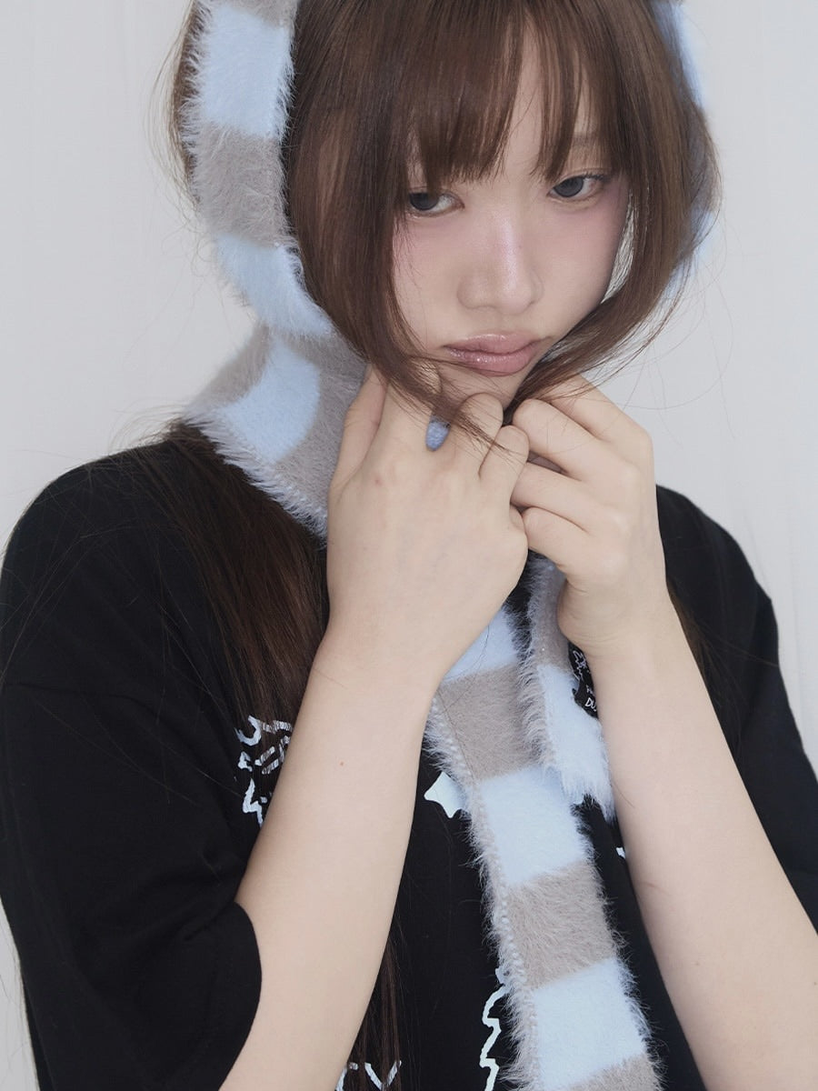【FANCY X DUSTY】HUG STRIPE FUR MUFFLER / 【ファンシー X ダスティ】ハグストライプファーマフラー