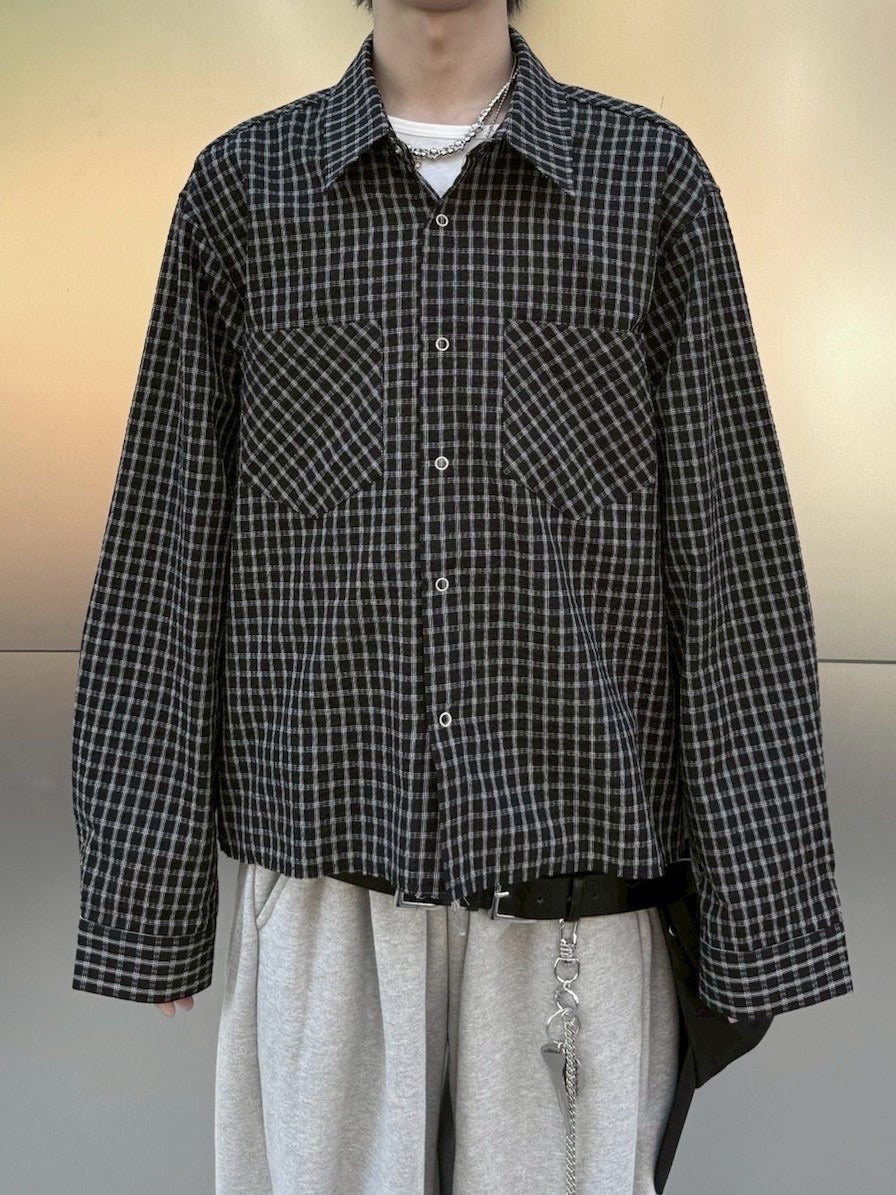 受注制【nmtc +】check crop shirts / 【エムティーシープラス】ショート丈チェックシャツ (2color)